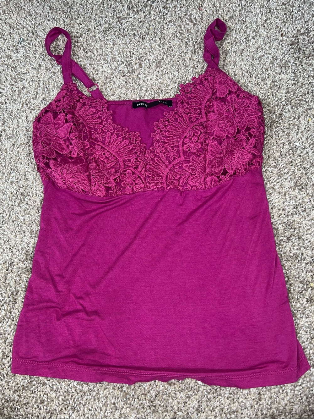 Boston Proper Magenta Floral Lace Detail Camisole XS
